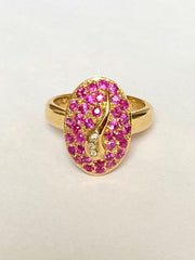 Ruby Statement Ring, 18K Solid Yellow Gold, Ruby Cluster Ring, Anniversary Ring, Birthday Gift for Mom,